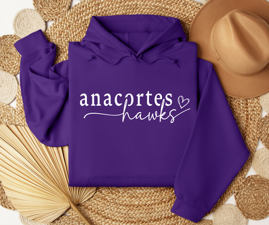 Anacortes Hawks Heart Hoodie *Youth and Adult Sizes*