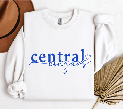 Central Cougars Heart Crewneck *Youth and Adult Sizes*