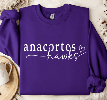 Anacortes Hawks Heart Crewneck *Youth and Adult Sizes*