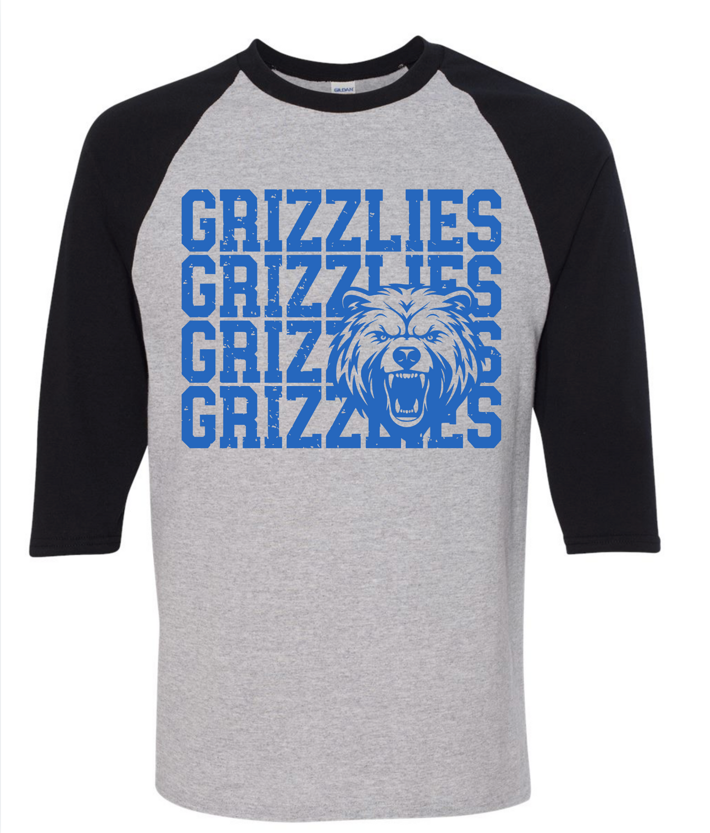 Grizzlies Mascot 3/4 Length T-Shirt *Youth and Adult Sizes*