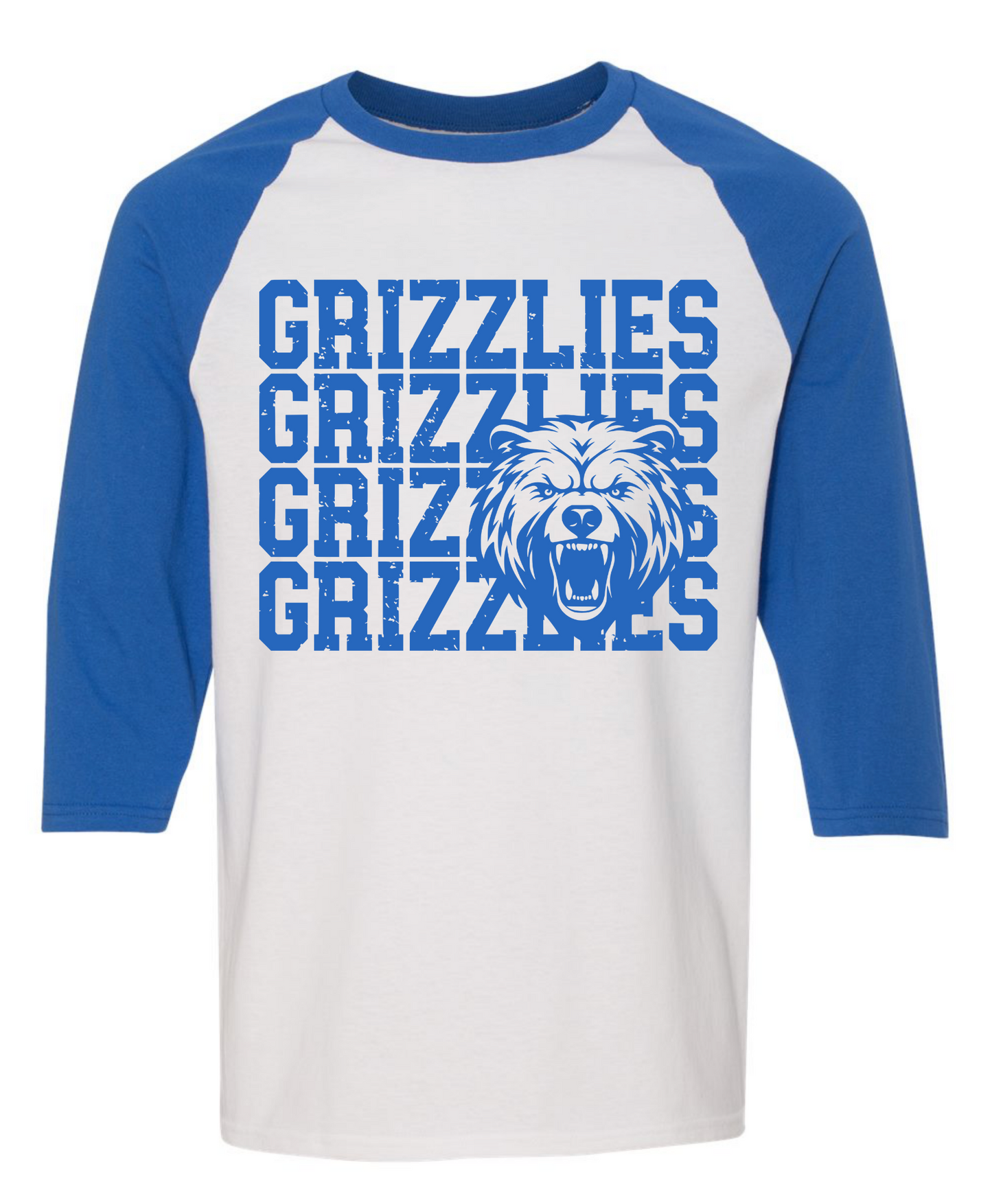 Grizzlies Mascot 3/4 Length T-Shirt *Youth and Adult Sizes*