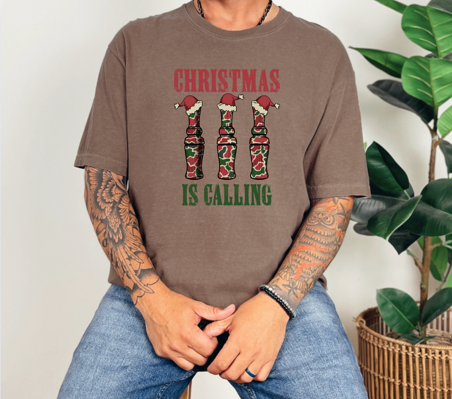 Men's Duck Call Holiday Christmas is Calling T-Shirt *available in youth sizes too*